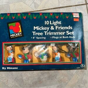 New Vintage Disney Mickey Mouse & Friends Christmas Tree Trimmer String Lights